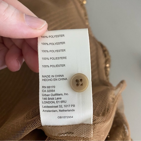 Anthropologie Remie Sequin Button Front Shirt Blouse Large Gold Bronze Top - Picture 8 of 13